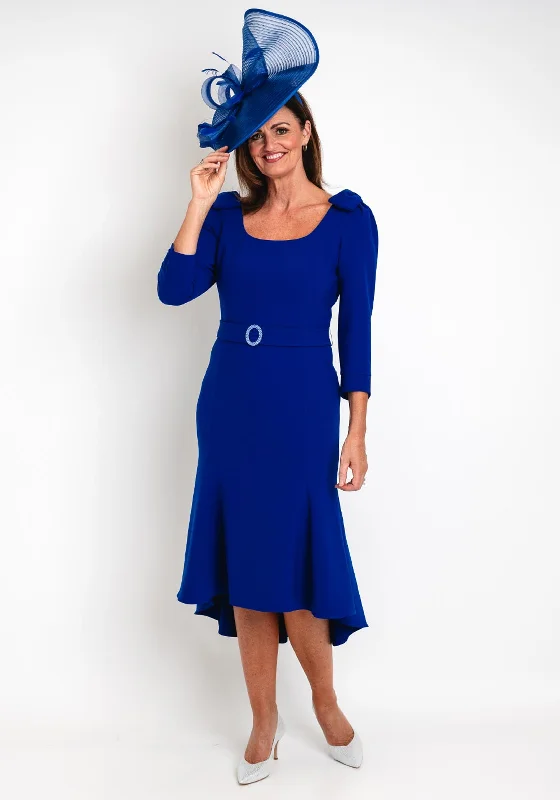 Claudia C Maxima Embellished Belted Waist Midi Dress, Royal Blue