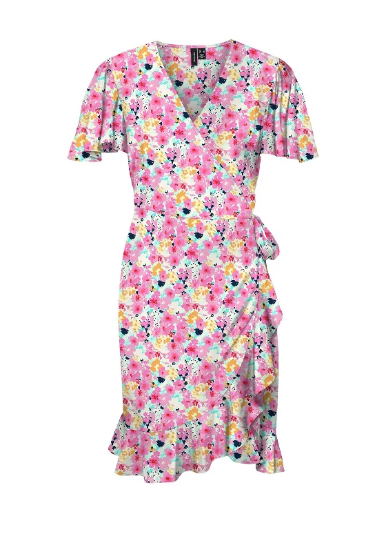 Vero Moda Emma Floral Wrap Mini Dress, Multi