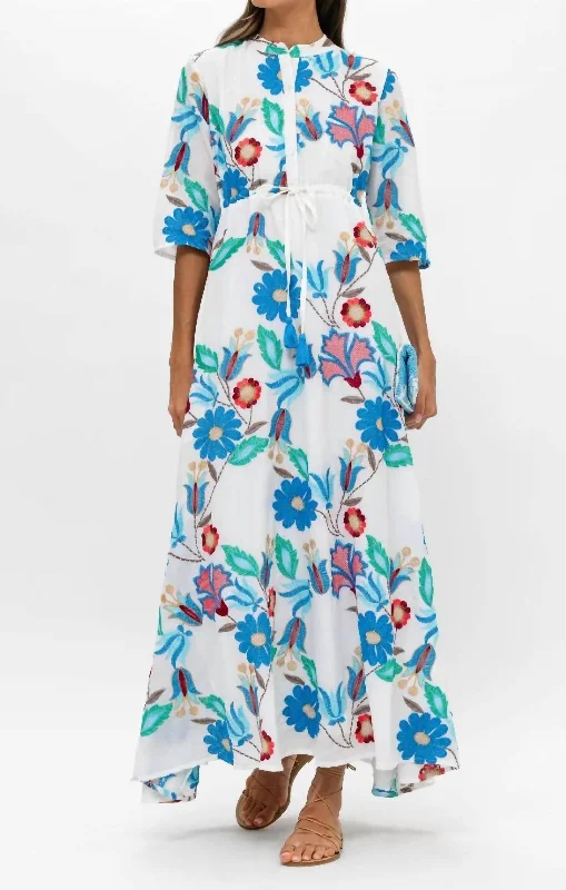Cinched Maxi Shirt Dress In Multi Monet