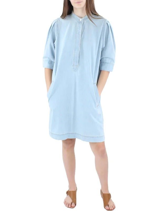 Goddard Womens Denim Half-button Shirtdress