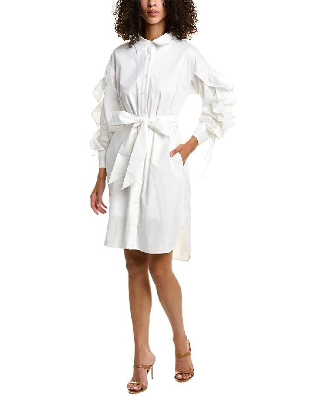 Gracia Ruffle Sleeve Shirtdress