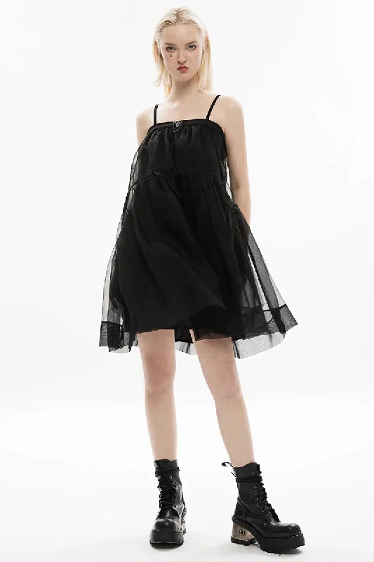 Women's Metal Black Skull Slip Triangular Decoration Two Mesh Frock Dark Flag Wear Skirt Women's Metal Black Skull Slip Triangular Decoration Two Mesh Frock Dark Flag Wear Skirt