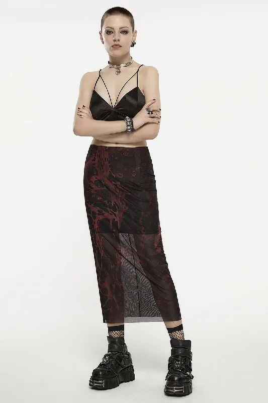 Women's Fashion Irregular Printed Sexy Gothic Pattern Personality Straight Gauze Soft Lava Original Skirt Women's Fashion Irregular Printed Sexy Gothic Pattern Personality Straight Gauze Soft Lava Original Skirt