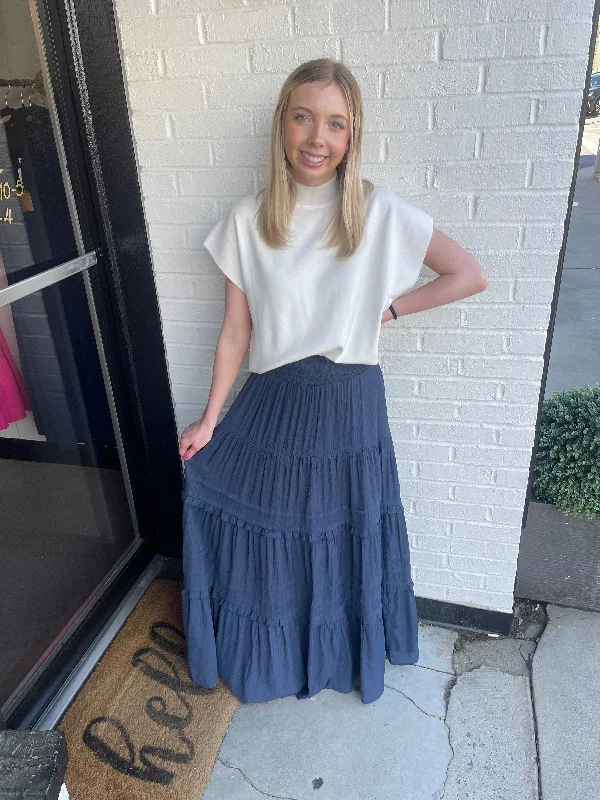 Navy Tiered Skirt