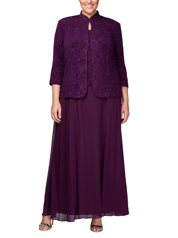 Plus Womens 2PC Jacket Evening Dress