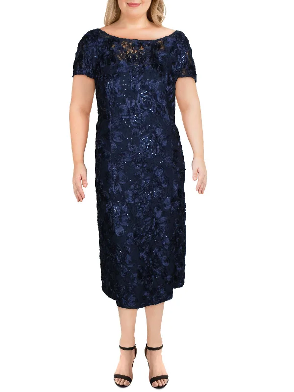 Plus Womens Lace Cocktail Cocktail Dress