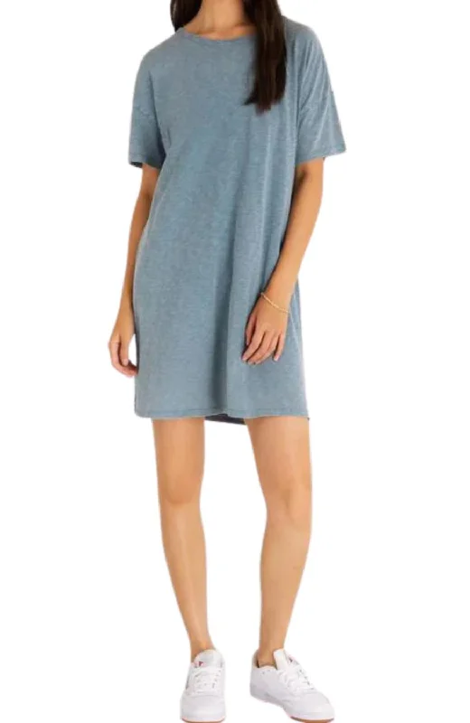 Relaxed T-Shirt Dress In Caribbean Blue