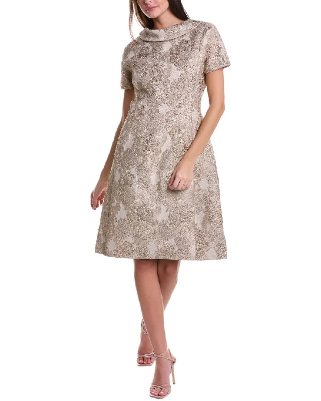 Teri Jon by Rickie Freeman Metallic Jacquard Cocktail Dress