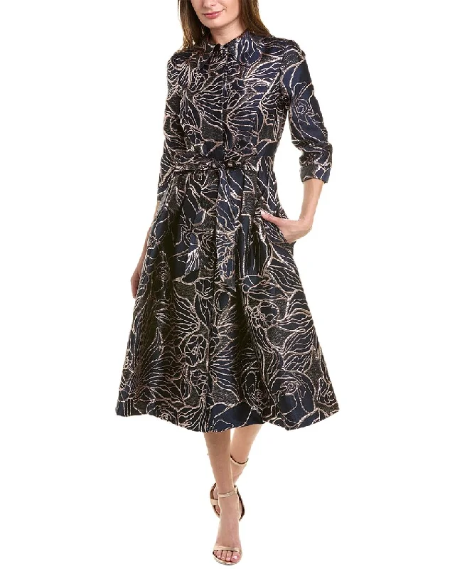Teri Jon by Rickie Freeman Metallic Jacquard Cocktail Dress