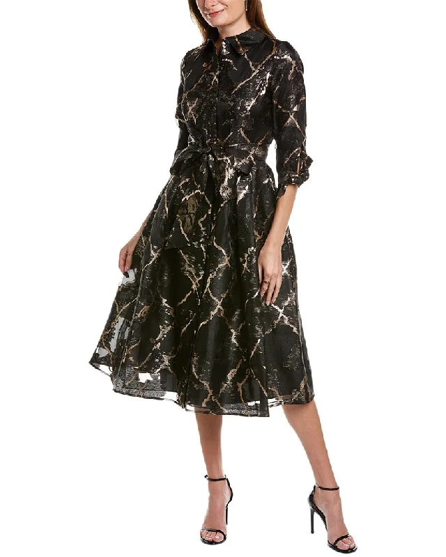Teri Jon by Rickie Freeman Metallic Shirtdress