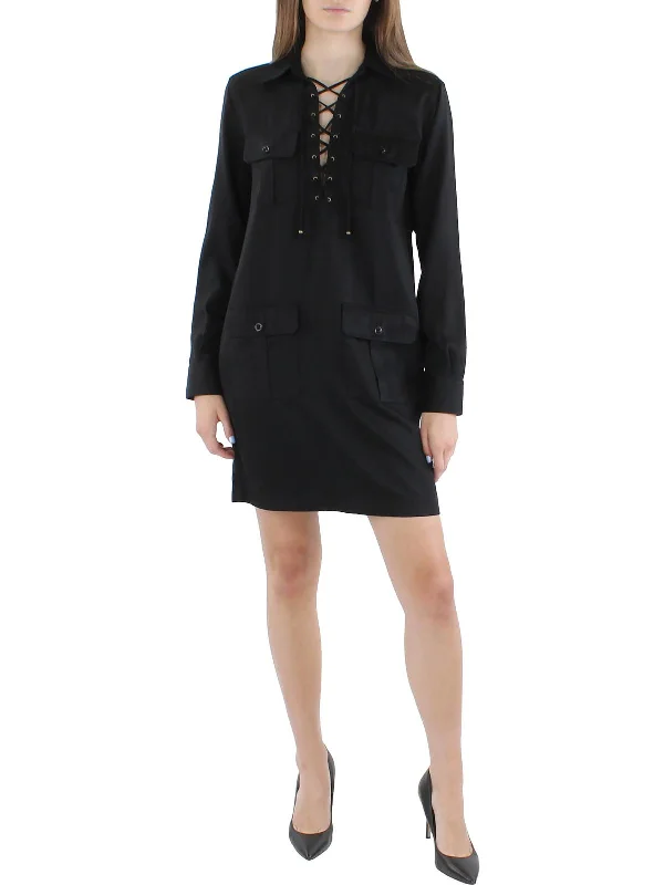 Womens Collared Midi Shirtdress