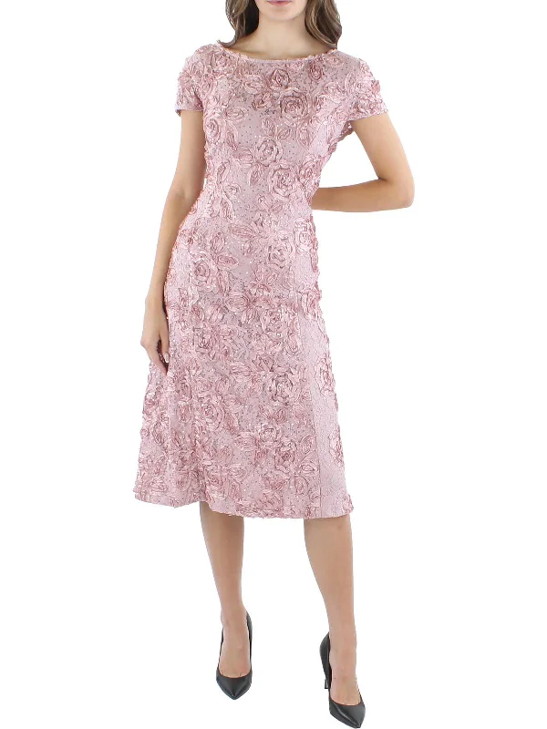 Womens Lace Sequined Cocktail Dress