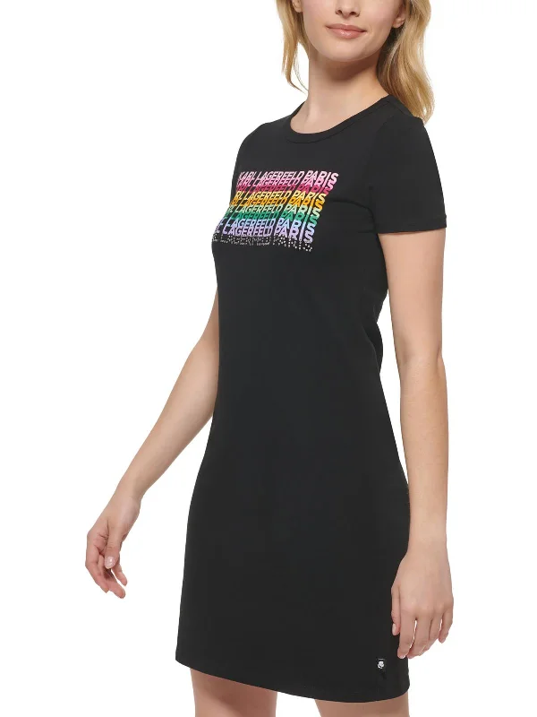 Womens Logo Knee-Length T-Shirt Dress
