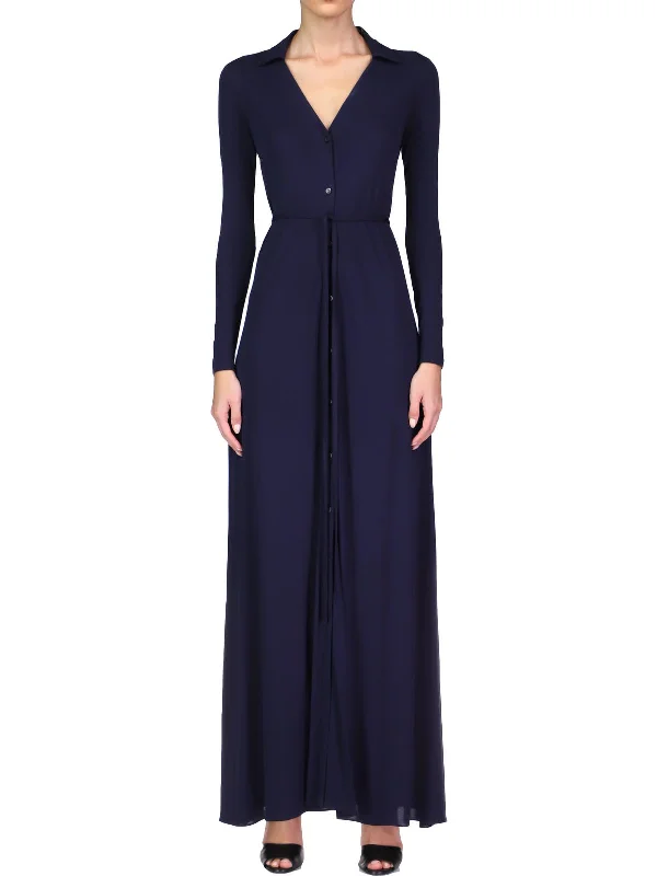 Womens Long Sleeve Maxi Shirtdress