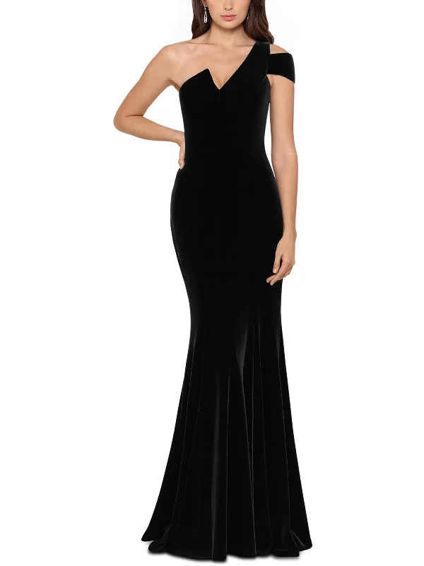 Womens Velvet One Shoulder Formal Dress