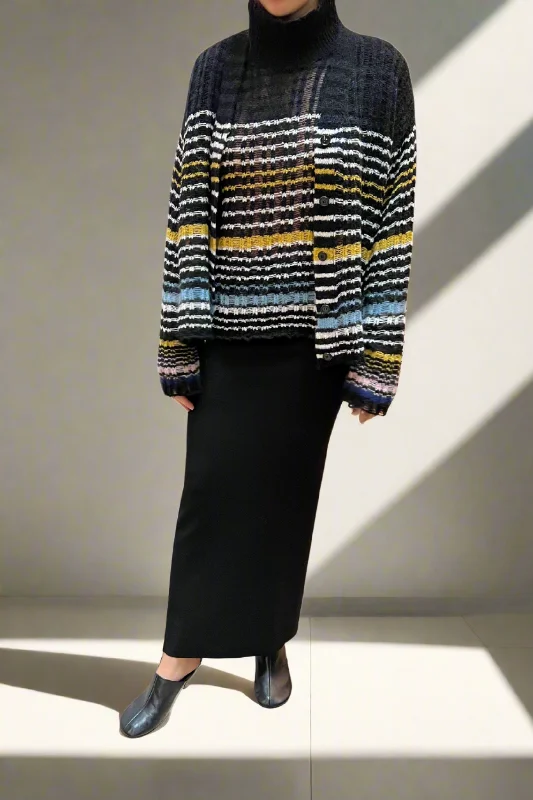 Alina Black Wool Knit Skirt