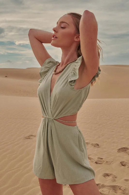 Flying Free Cutout Surplice Romper