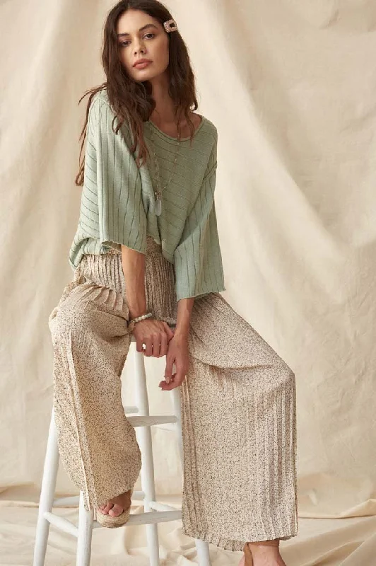 In Bloom Accordion Pleated Floral Palazzo Pants