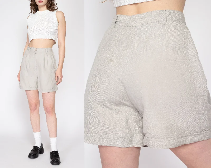 Medium 90s Linen Blend High Waisted Shorts 28"