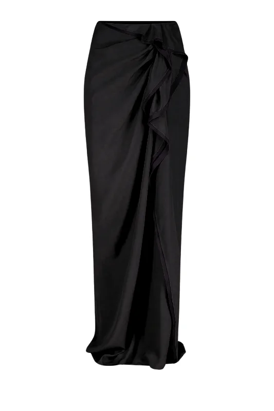 Sinas Ruffle Maxi Skirt in Black