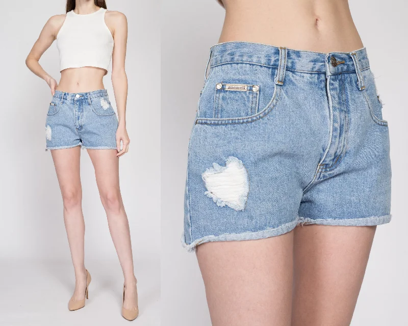 Sm-Med 90s Frayed Heart Jean Shorts