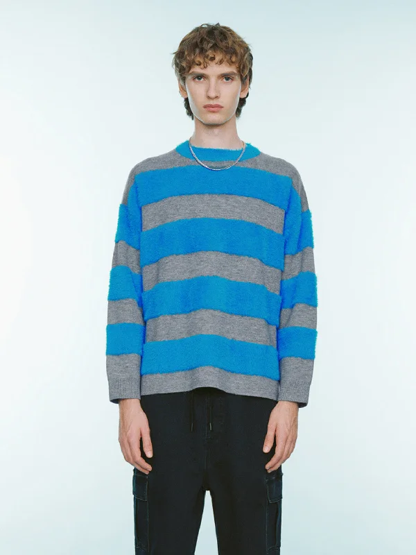 Striped Crew Neck Knitted T-Shirt