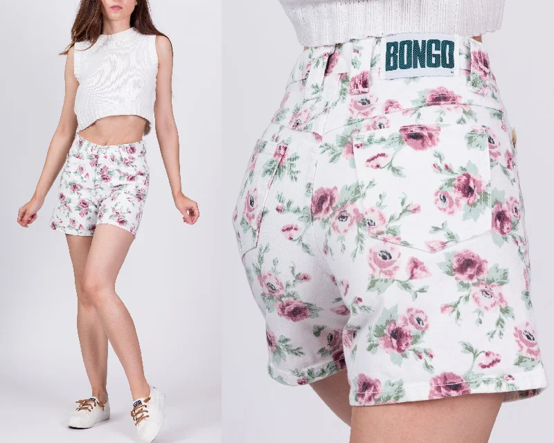 Vintage Bongo High Waisted Floral Jean Shorts - Petite Extra Small, 24"