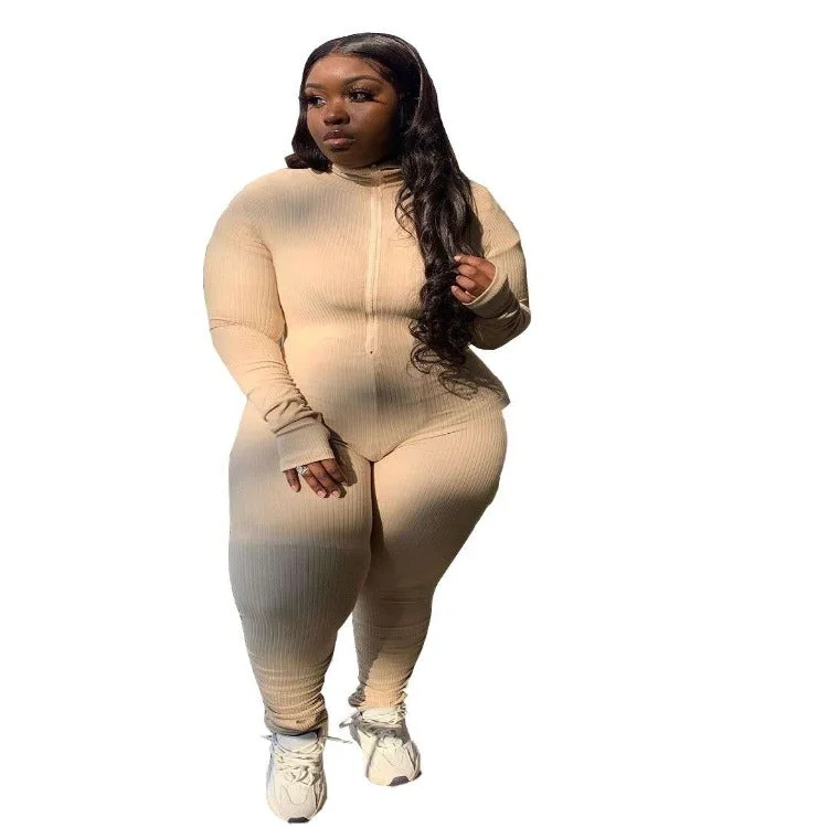 Wholesale women's tight-fitting solid color plus size jumpsuit L-3XL（CL8276）