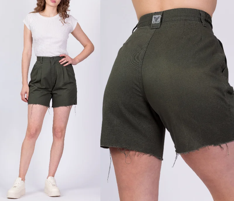 XS 90s Olive Drab High Waist Cut-Off Shorts 25"