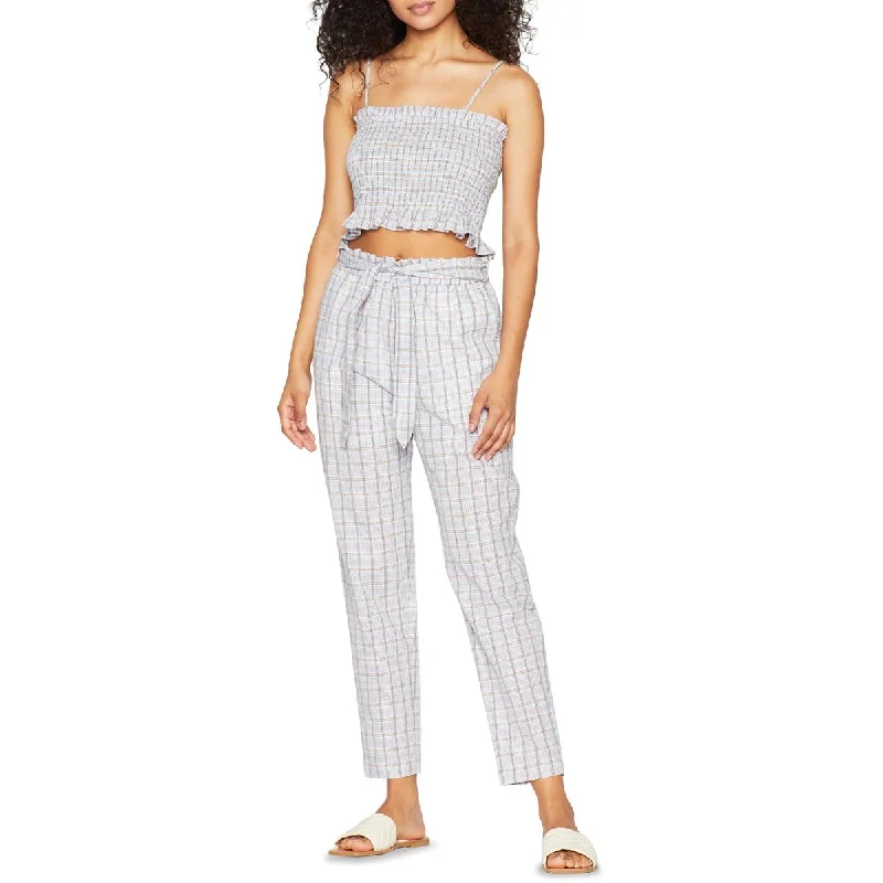 BCBGeneration Women's Cotton Spaghetti Strap Smocked Crop Top