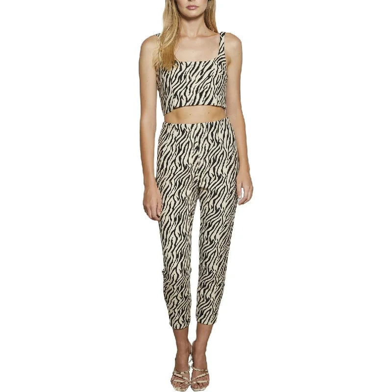 Bec + Bridge Womens Cecile Zebra Back Zipper Crop Top