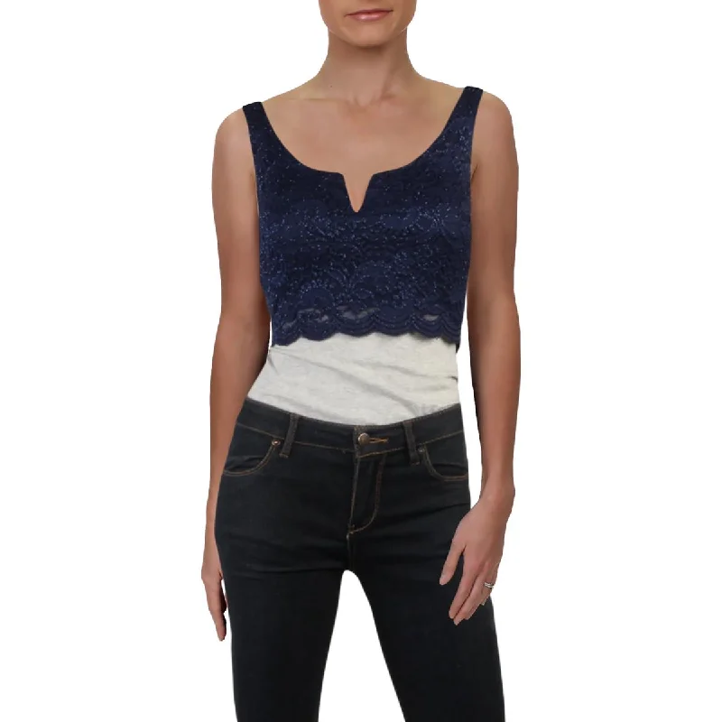 City Studio Womens Juniors Lace Short Crop Top