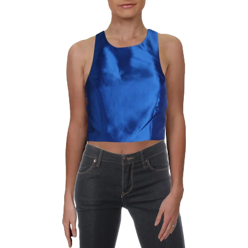 City Studio Womens Juniors Satin Sleeveless Crop Top