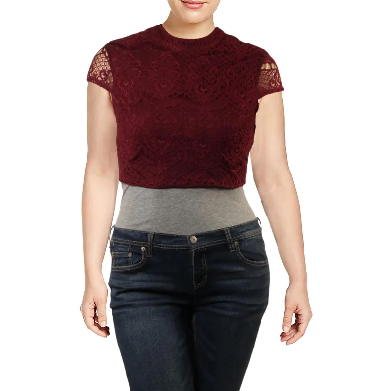 City Studios Womens Juniors Lace Night Out Crop Top