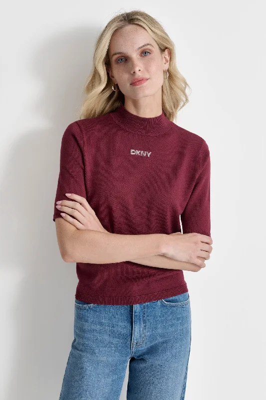 MOCK NECK LOGO SWEATER
