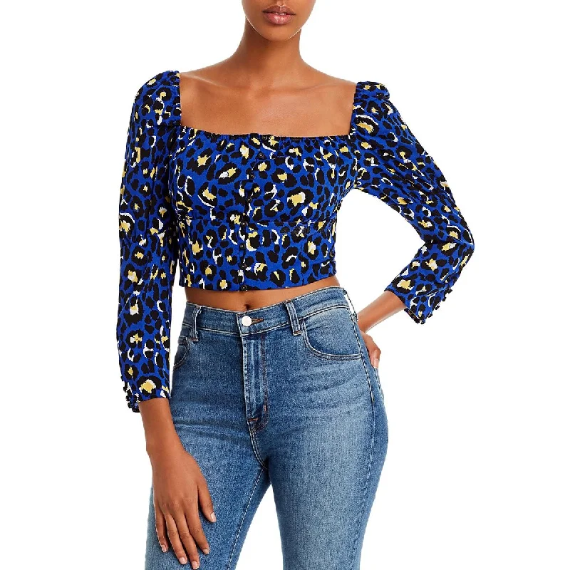 Rahi Womens Chloe Animal Print Boxy Crop Top