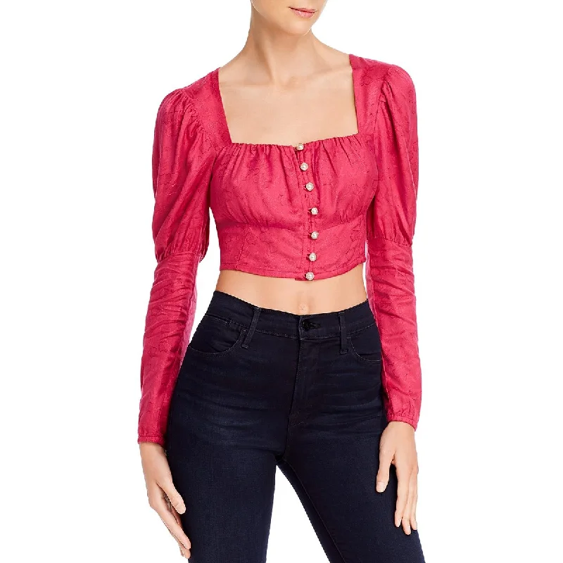 Rahi Womens Medina Chloe Embroidered Square Neck Crop Top
