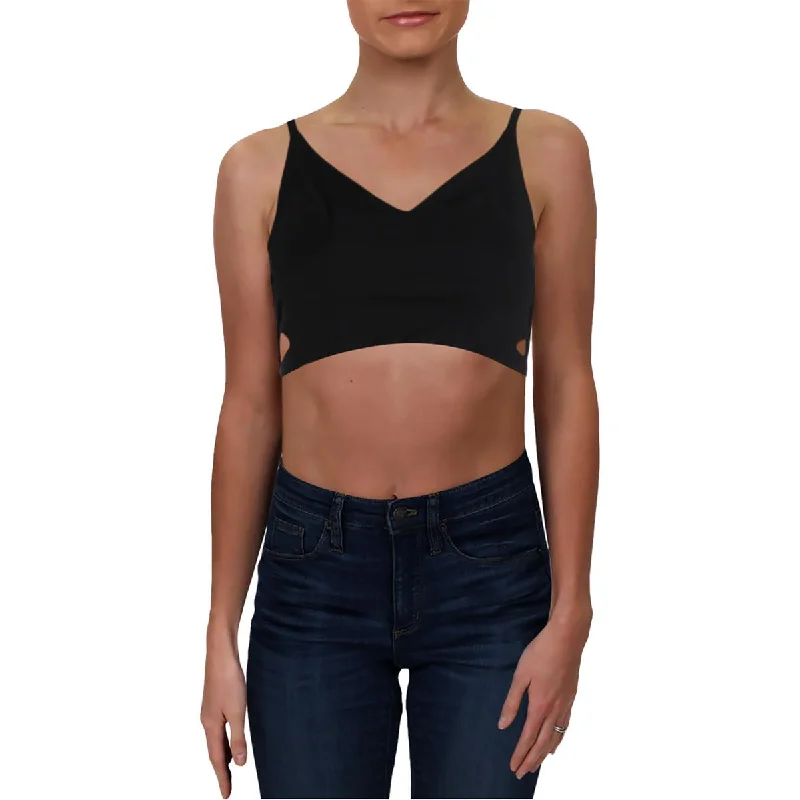 Speechless Womens Juniors Lattice V-Neck Crop Top