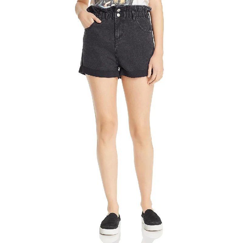 Sunset & Spring Womens Cotton Cuffed Denim Shorts