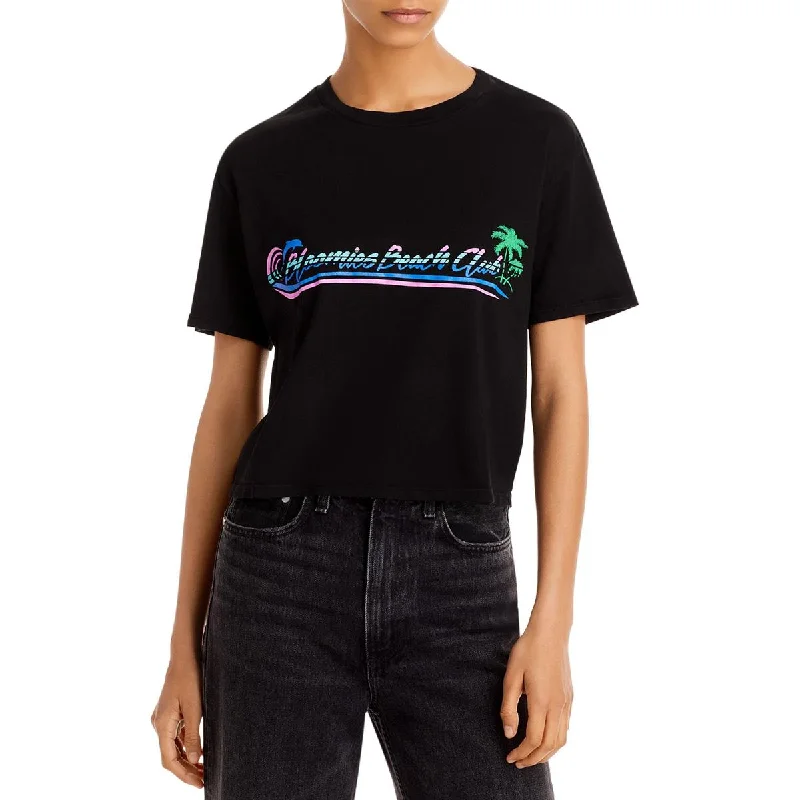 Bloomies Womens Beach Club Graphic Boxy Cropped