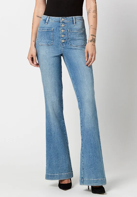 High Rise Flare Joplin Women's Jeans in Sanded Wash - BL15821