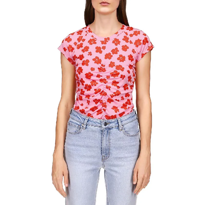 Sanctuary Womens Floral Print Ruched T-Shirt