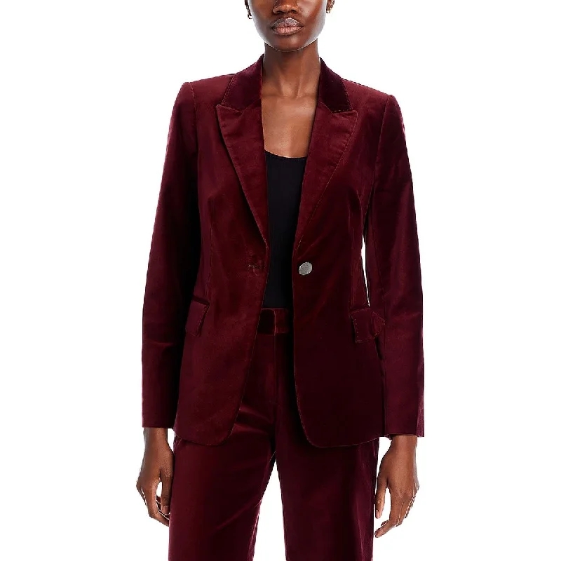 Ramsey Womens Velvet Suit Separate One-Button Blazer