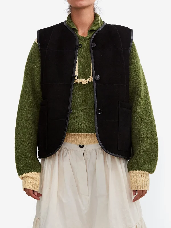 Cawley Suede Check Ella Vest - Black
