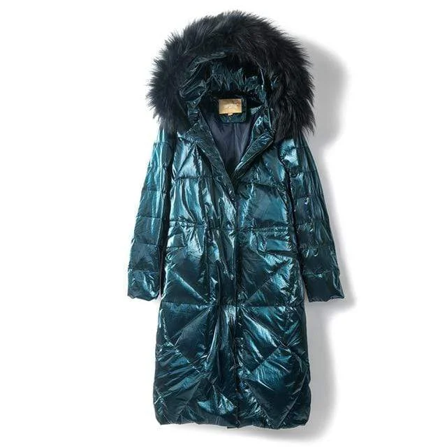 Down Jacket Woman Hooded 90% White Goose Down Womens Down Coats with Real Fox