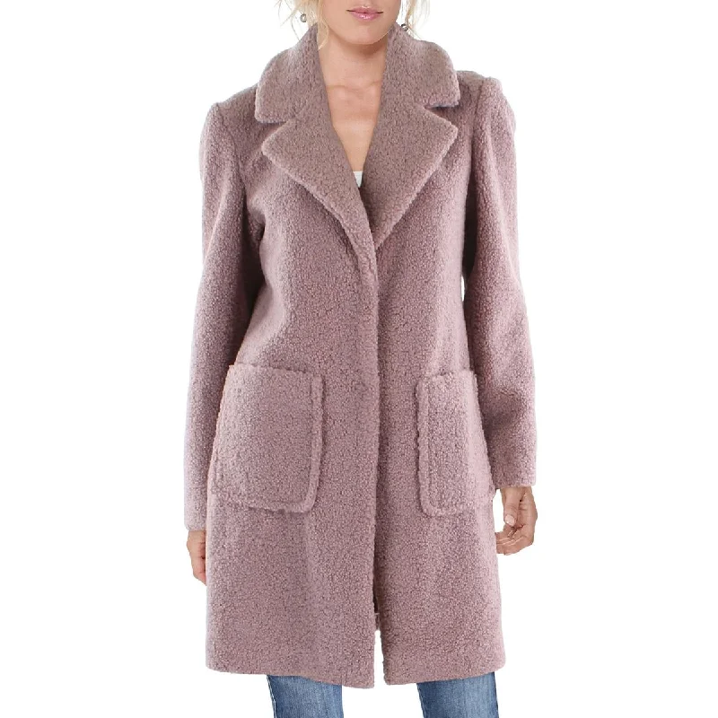 French Connection Womens Faux Fur Long Teddy Coat