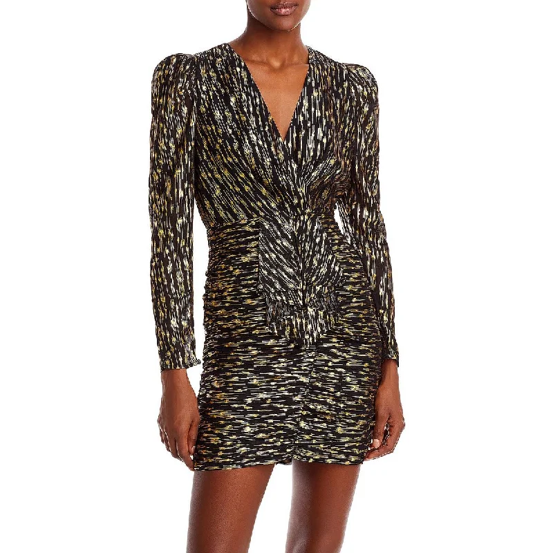 Aqua Womens Ruched Mini Sheath Dress