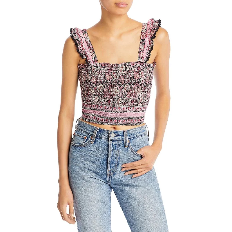 Bell by Alicia Bell Womens Christine Printed Ruffled Cropped