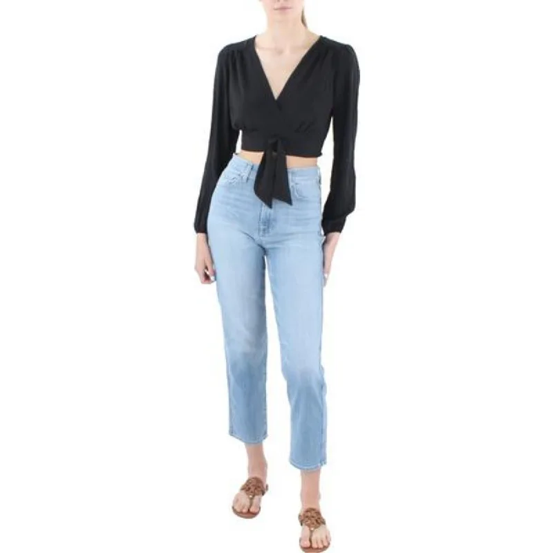 City Studios Womens Juniors Smocked Long Sleeves Cropped