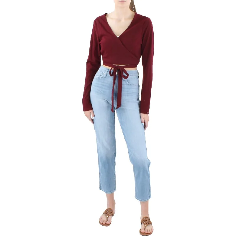 City Studios Womens Juniors Knit Striped Cropped
